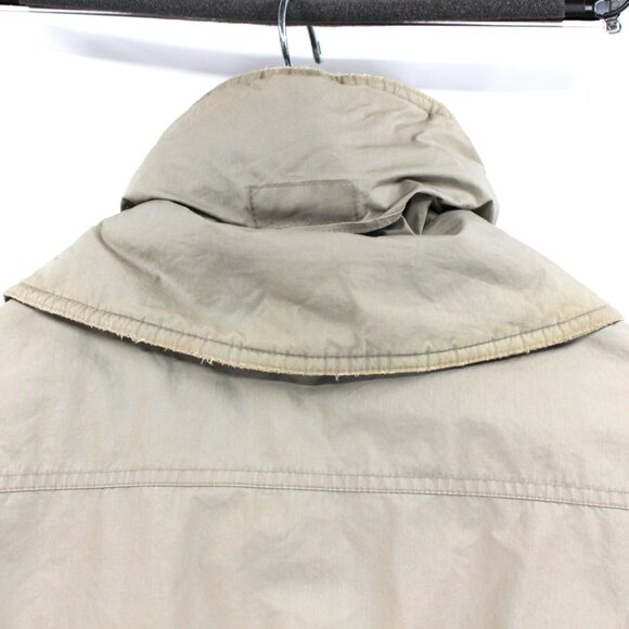 Brooks Brothers Tan Down Filled Insulated Zip-Up Coat Large Cinched Waist Jacket - Picture 4 of 7